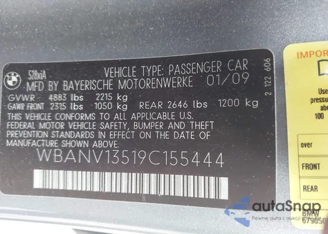 2009 BMW 528I xDrive from USA, damaged, VIN WBANV13519C155444